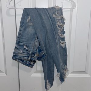American Eagle Distressed Light Wash Skinny Jeans
